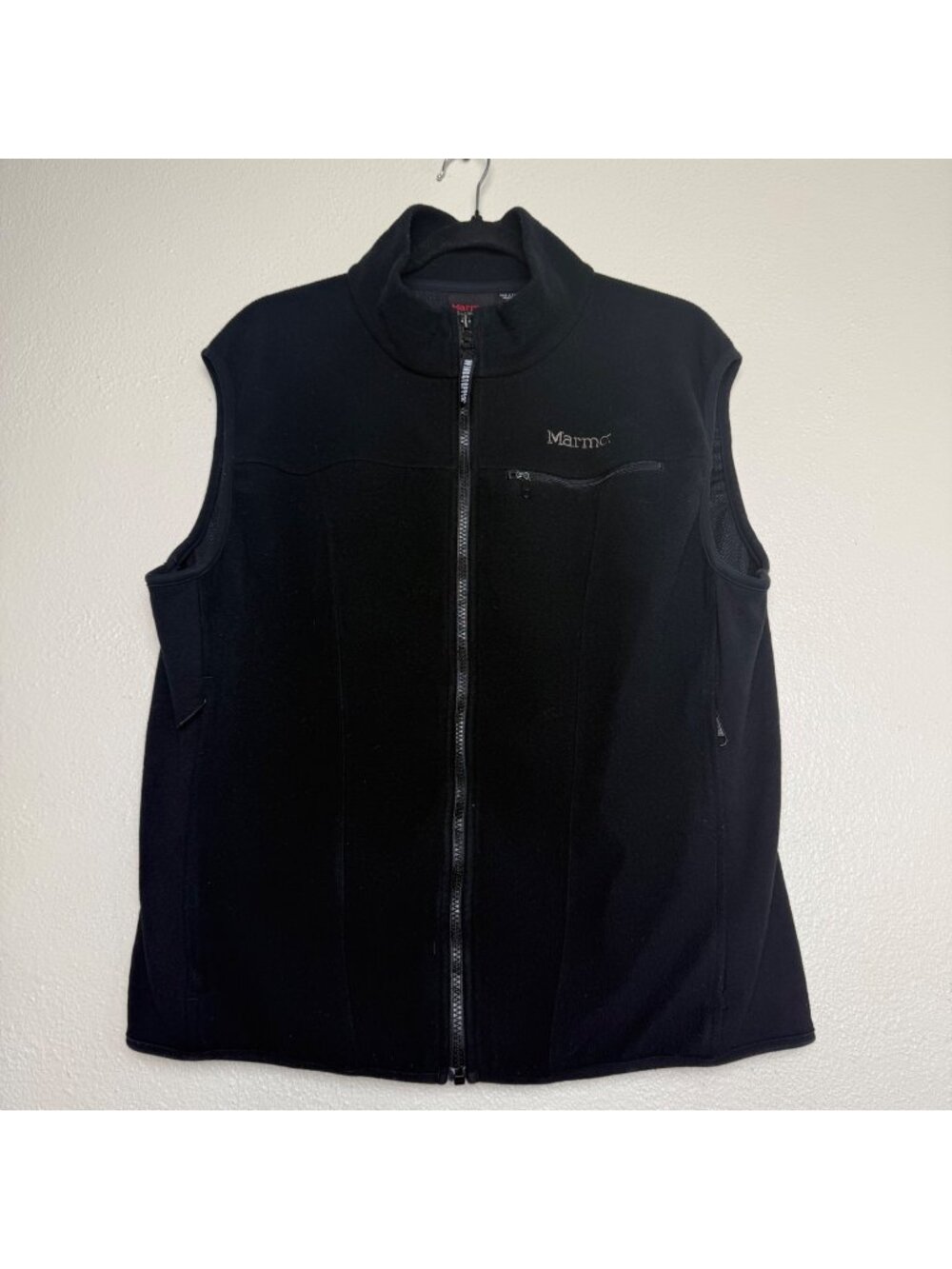 Marmot Womens Windstopper Black Fleece Vest XL Full Zip Outdoor Layer